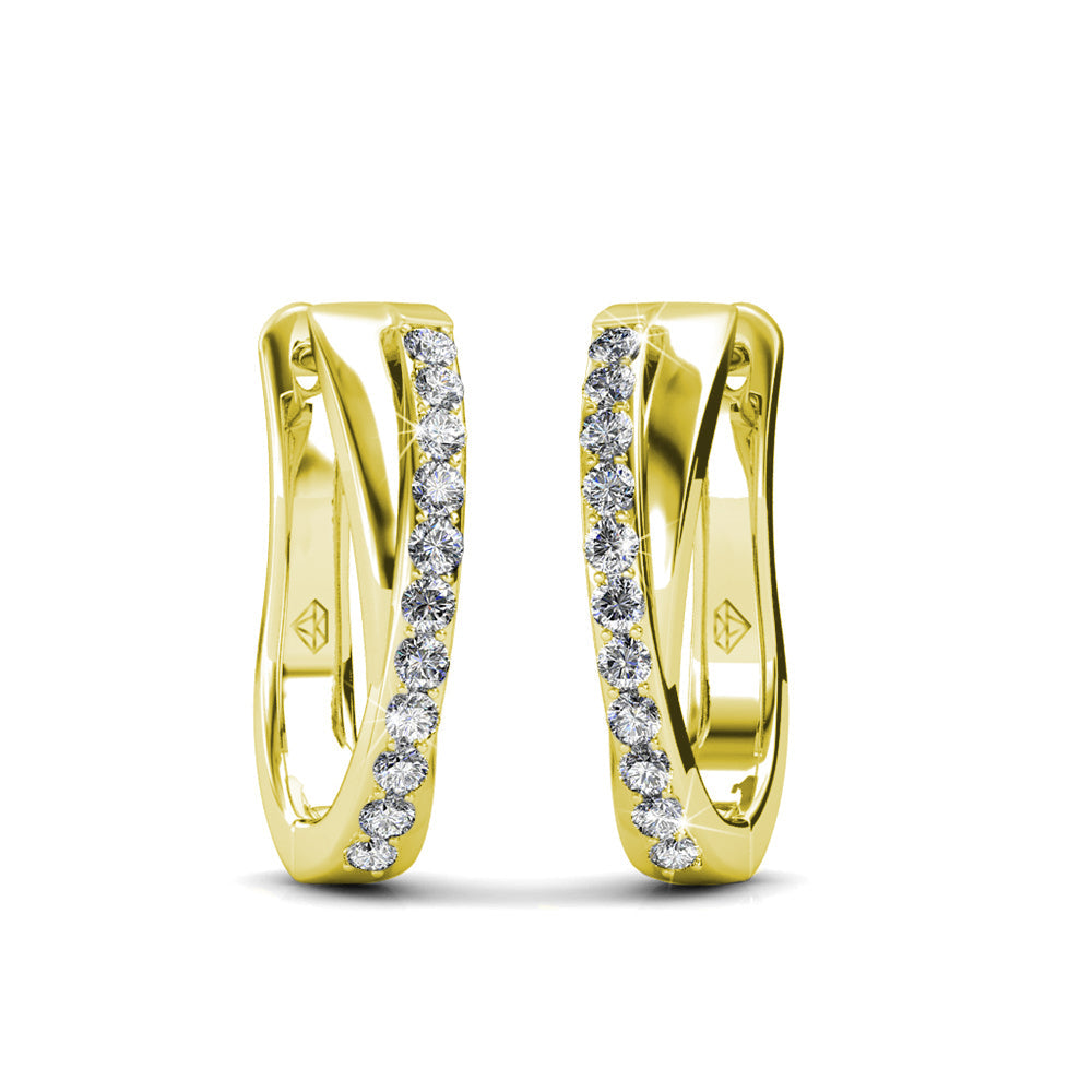 Amaya 18k White Gold Plated 16mm Twisted Hoop Earrings with Swarovski Crystals