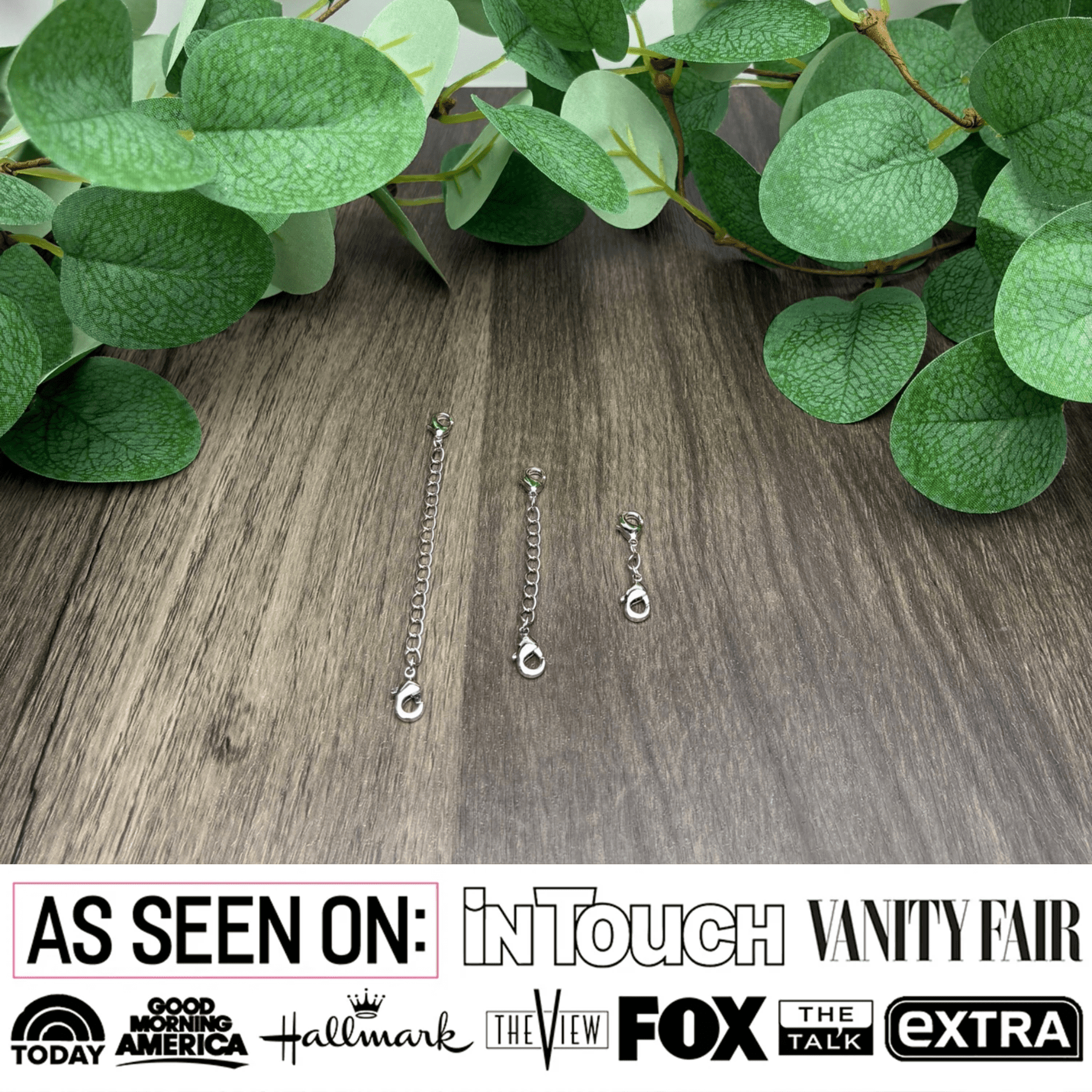 18k White Gold Plated Necklace Extenders (3 Pair Set)