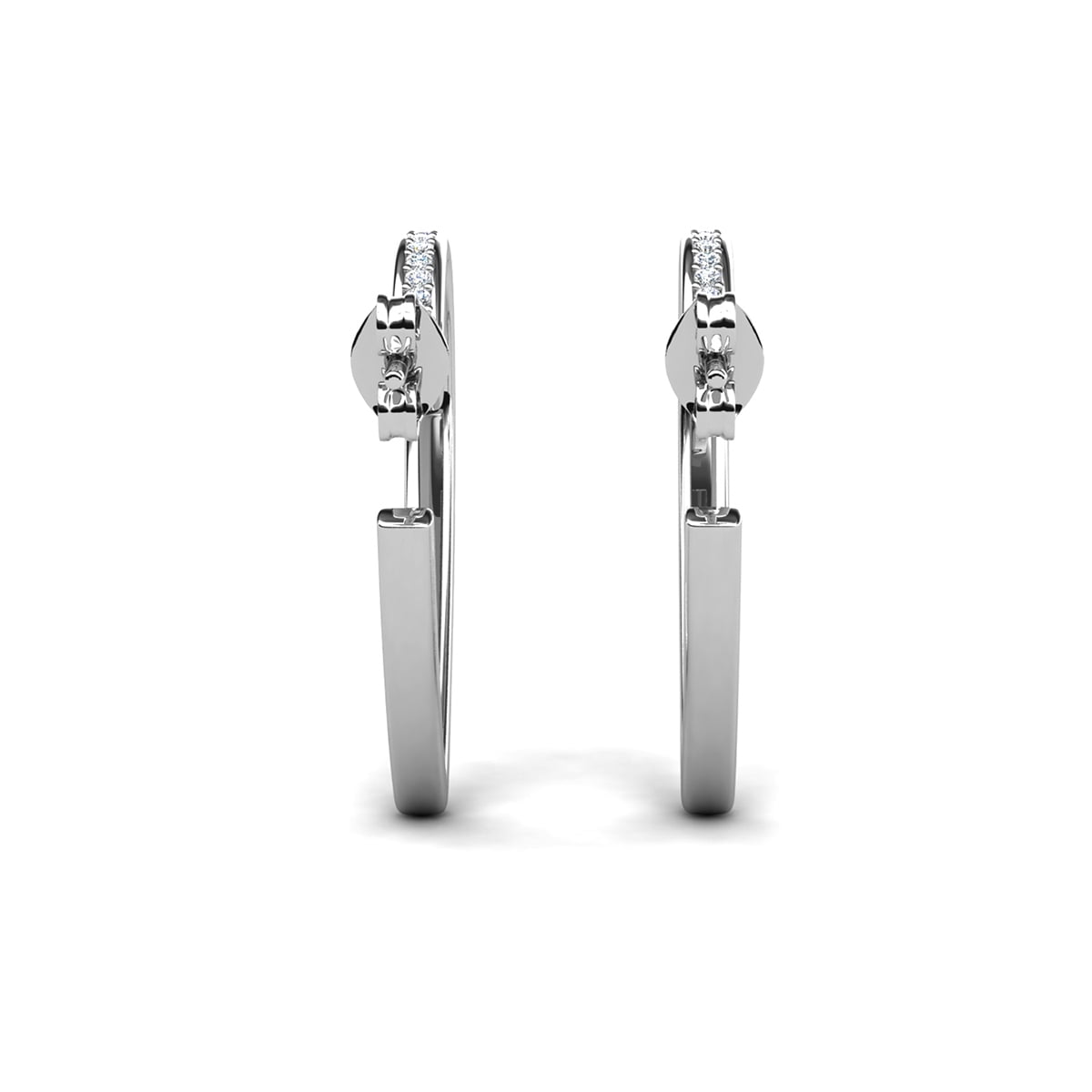 Sylvia 18k White Gold Plated 25mm Heart Hoop Earrings with Swarovski Crystals