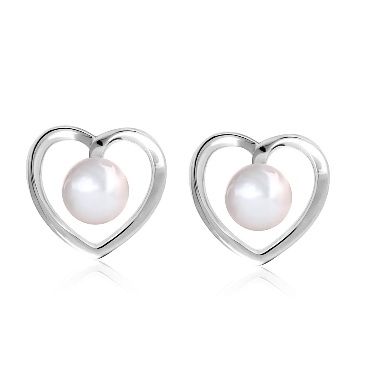 Harley 18k White Gold Plated Heart Stud Earrings with Shell Pearls