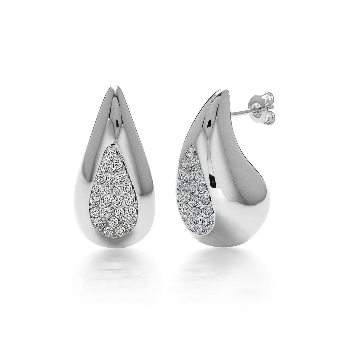 Sally 18k White Gold Plated Tear drop Stud Earrings with Swarovski Crystals