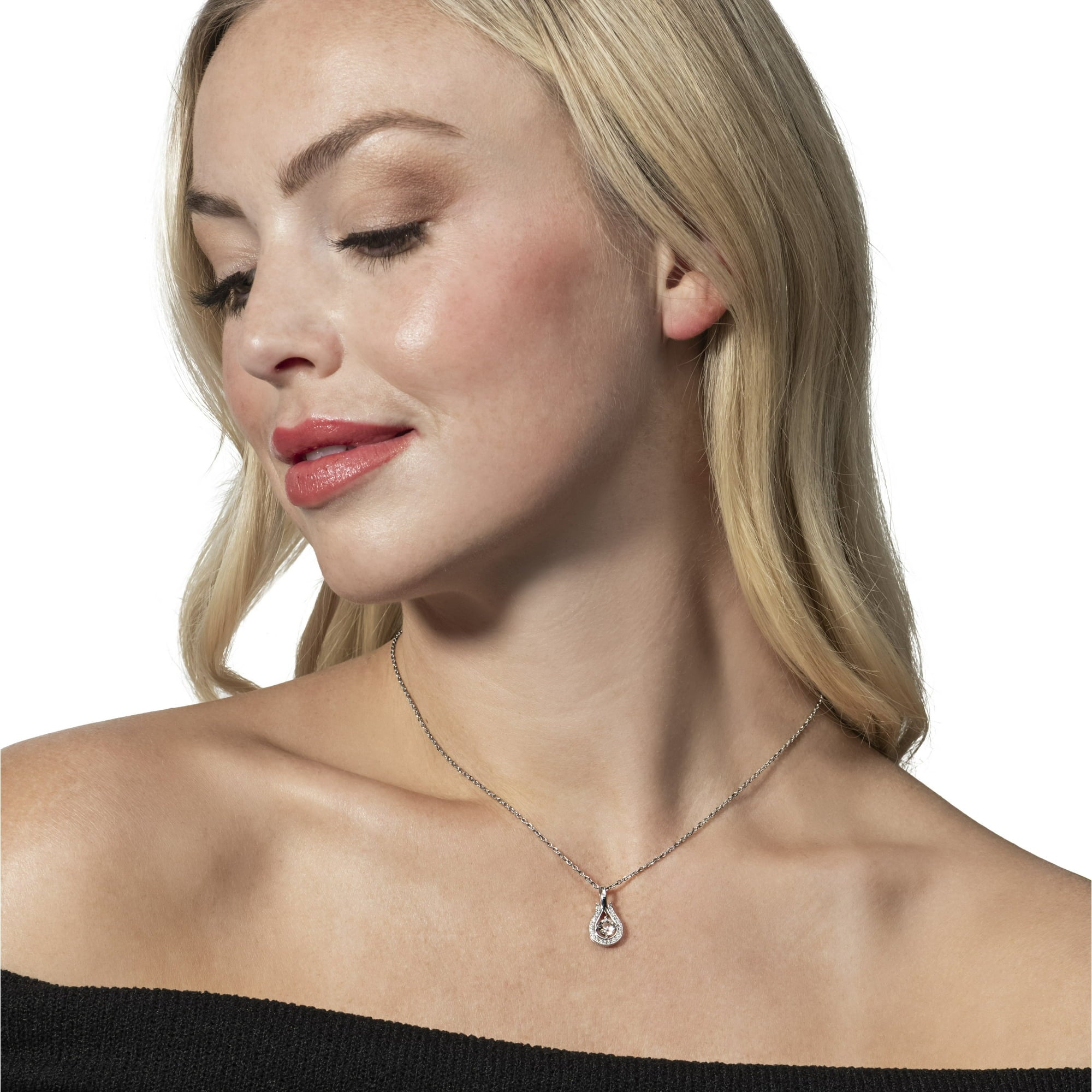 Bernadette 18k White Gold Plated Tear drop Necklace with Swarovski Crystals
