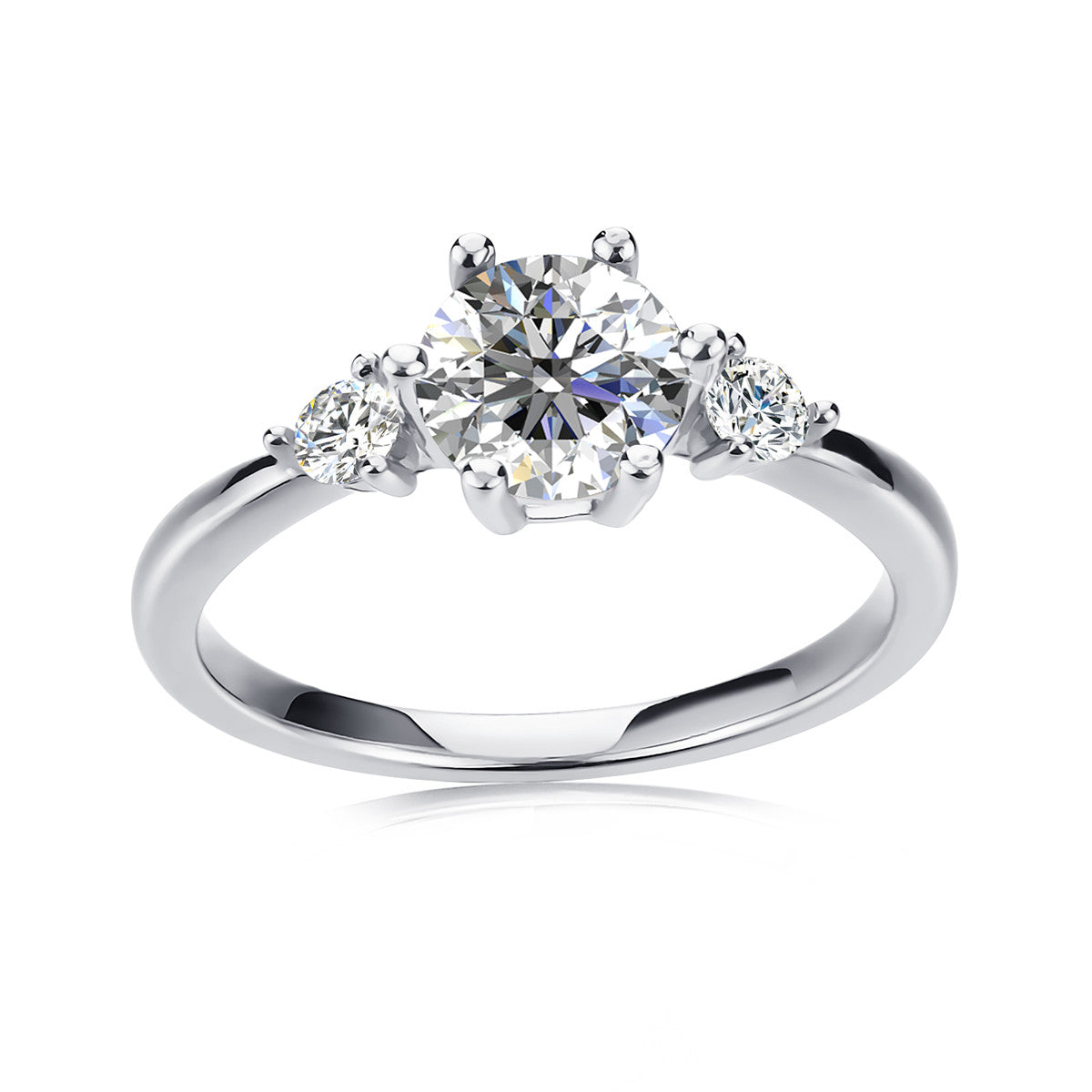 Moissanite by Cate & Chloe Sarah 1.22tcw Round Cut 925 Sterling Silver 18k White Gold Plated Engagement Ring