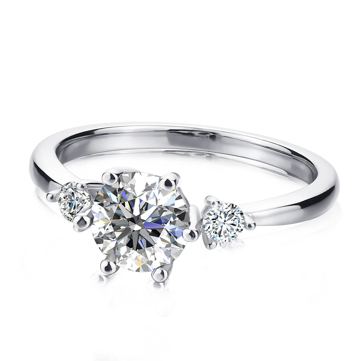 Moissanite by Cate & Chloe Sarah 1.22tcw Round Cut 925 Sterling Silver 18k White Gold Plated Engagement Ring