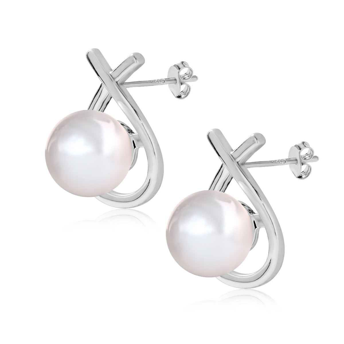 Greta 18k White Gold Plated Tear drop Pearl Stud Earrings