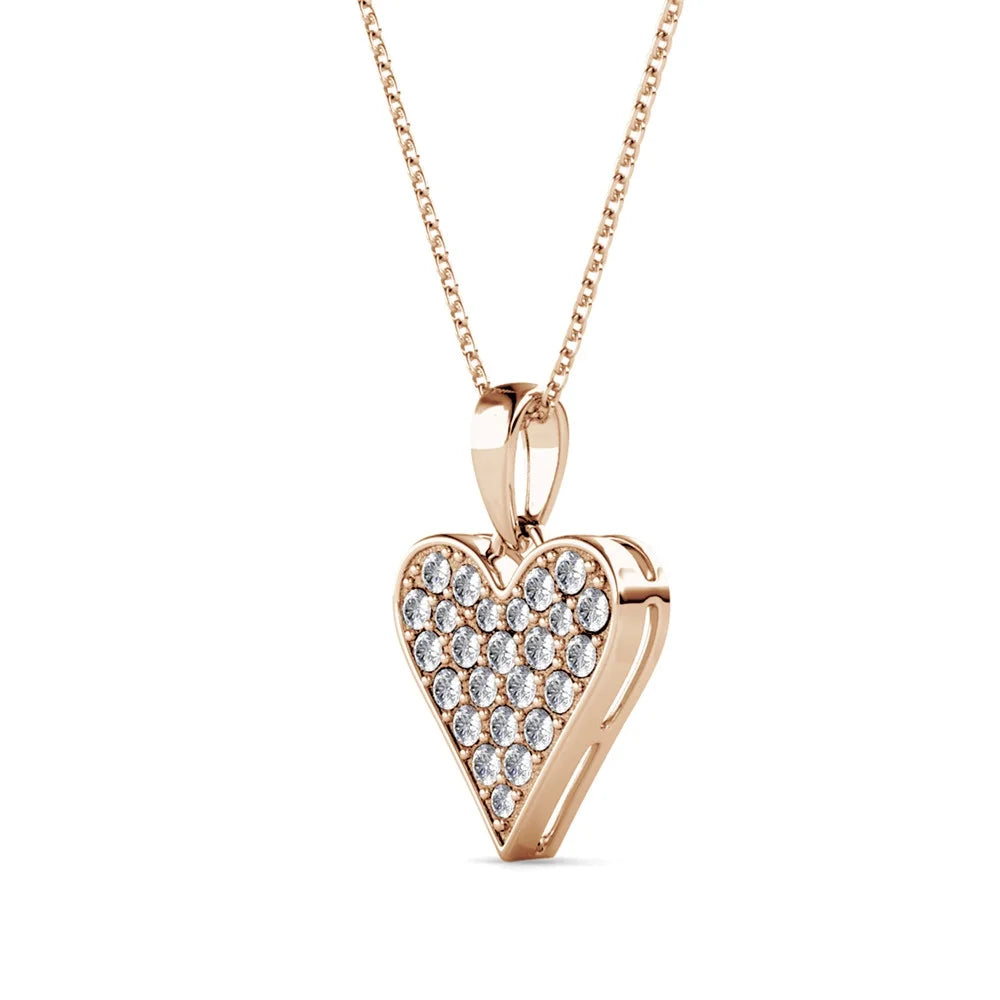 Cecilia 18k White Gold Plated Heart Pendant Necklace with Swarovski Crystals