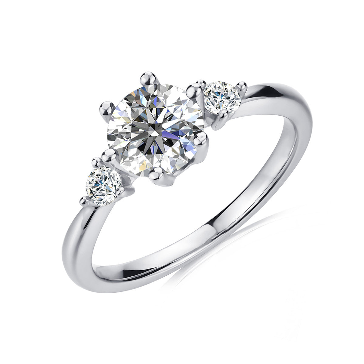 Moissanite by Cate & Chloe Sarah 1.22tcw Round Cut 925 Sterling Silver 18k White Gold Plated Engagement Ring