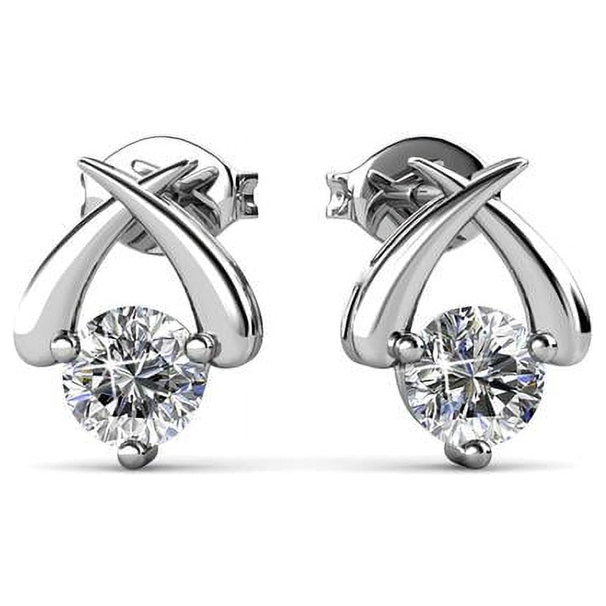 Eloise, Stella, Sage 18k White Gold Plated Stud Earrings for Women  (3 Pair Set)