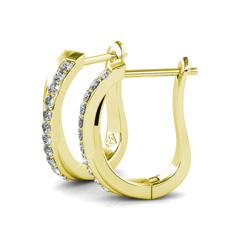 Amaya 18k White Gold Plated 16mm Twisted Hoop Earrings with Swarovski Crystals