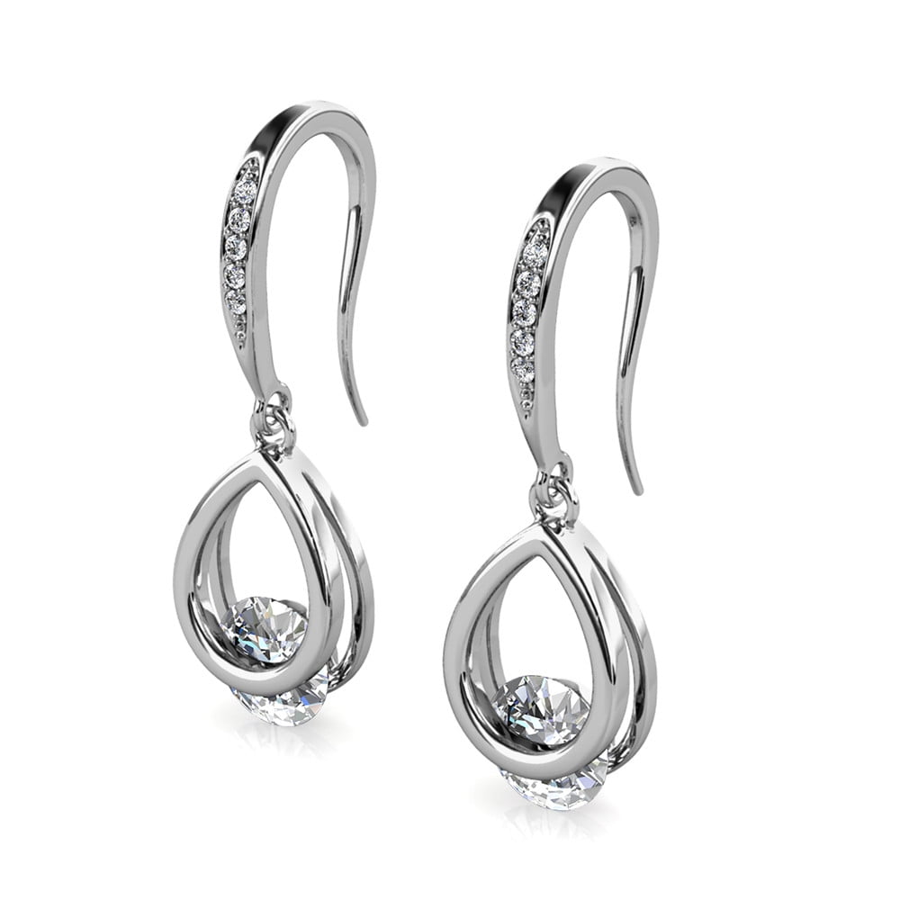 Brenda 18k White Gold Plated Drop Earrings with Swarovski Crystals