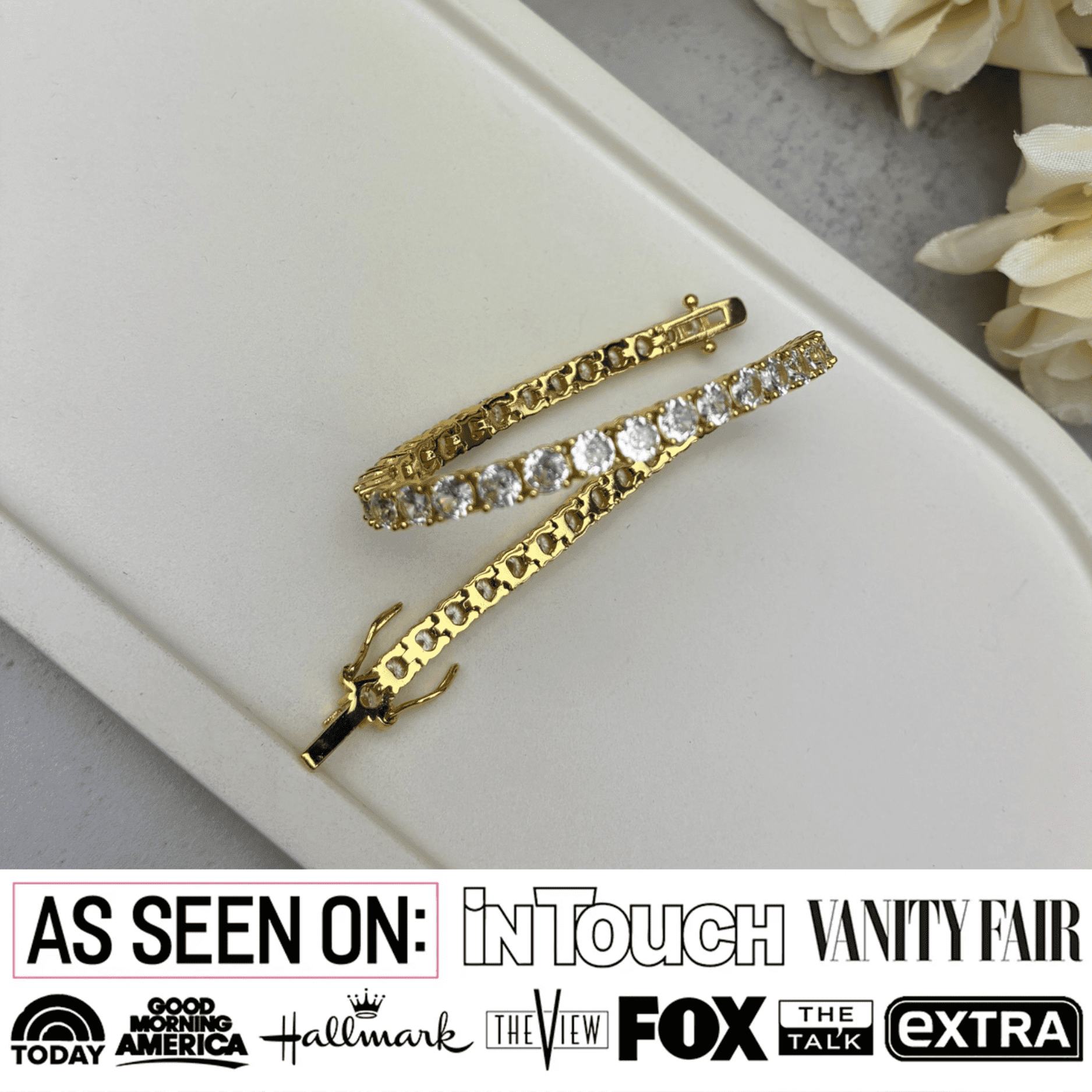 Olivia 18k White Gold Plated Tennis Bracelet with Simulated Diamond Crystals — Final Sale