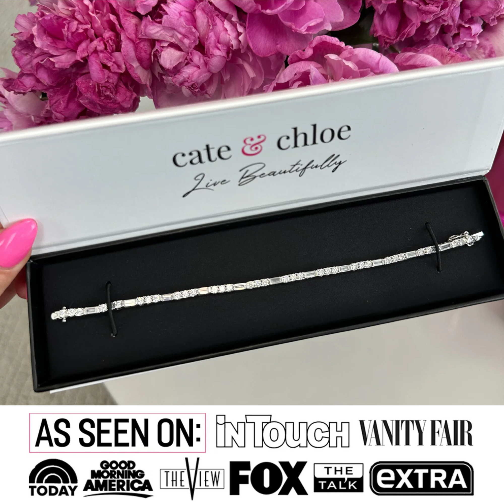 Adrianna 18k White Gold Plated Tennis Bracelet with Swarovski Crystals