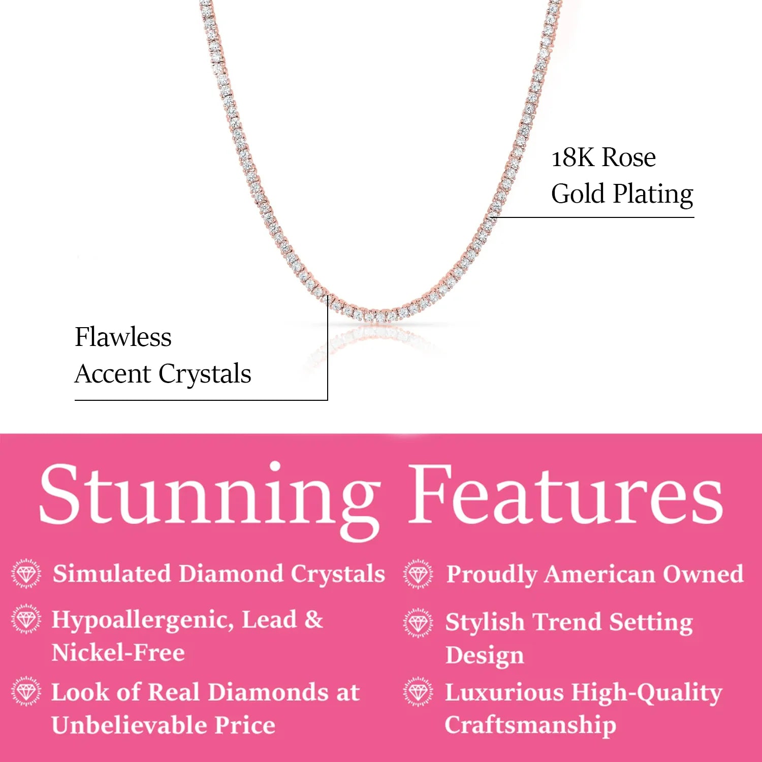 Kaylee 18k White Gold Plated Necklace with Simulated Diamond Crystals