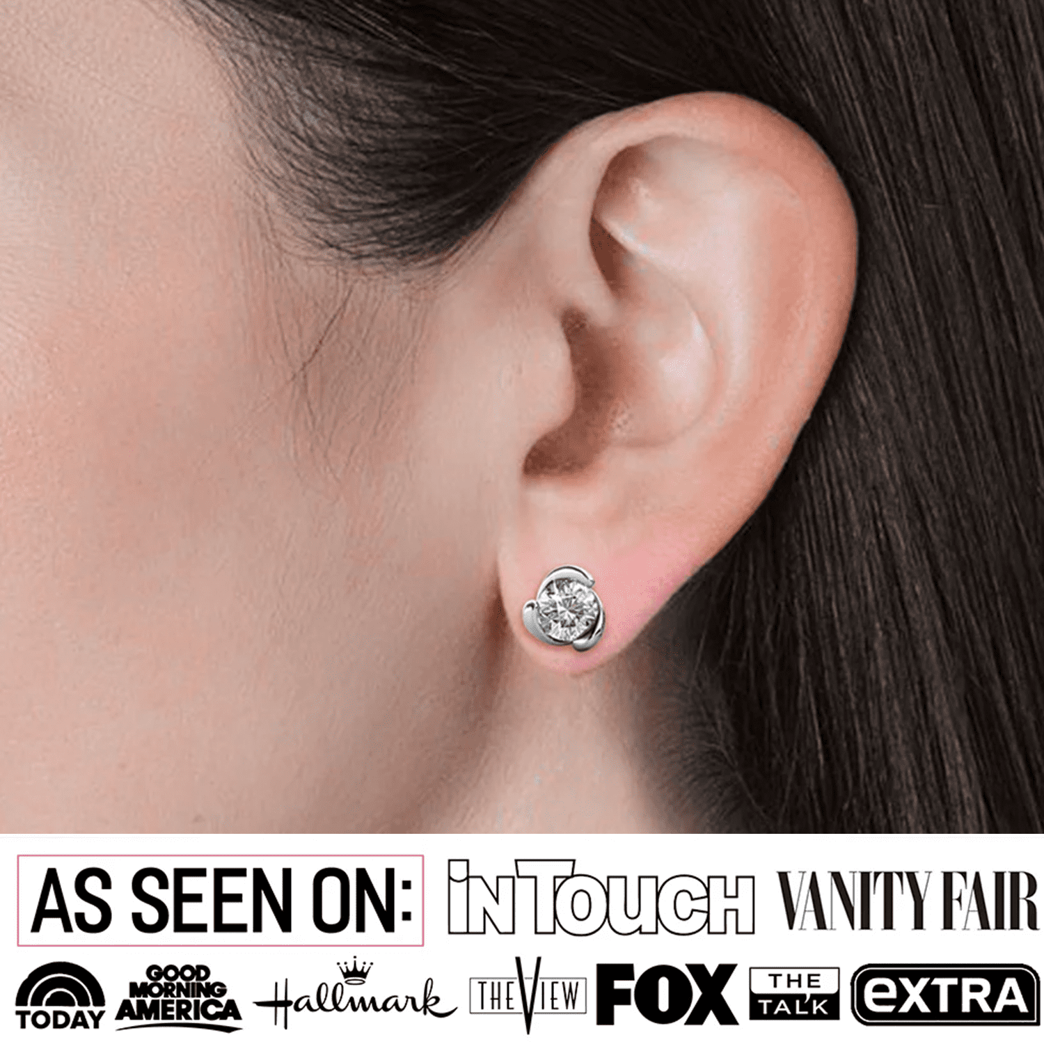 Harmony 18k White Gold Plated Stud Earrings with Round Swarovski Crystals