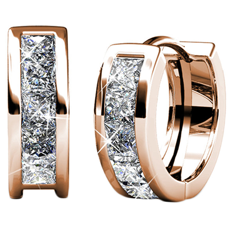 Giselle 18k White Gold Plated 15mm Hoop Crystal Earrings with Swarovski Crystals