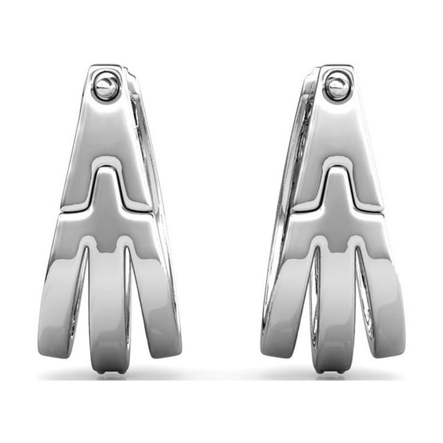 Bella 18k White Gold Plated 17mm Hoop Earrings with Swarovski Crystals