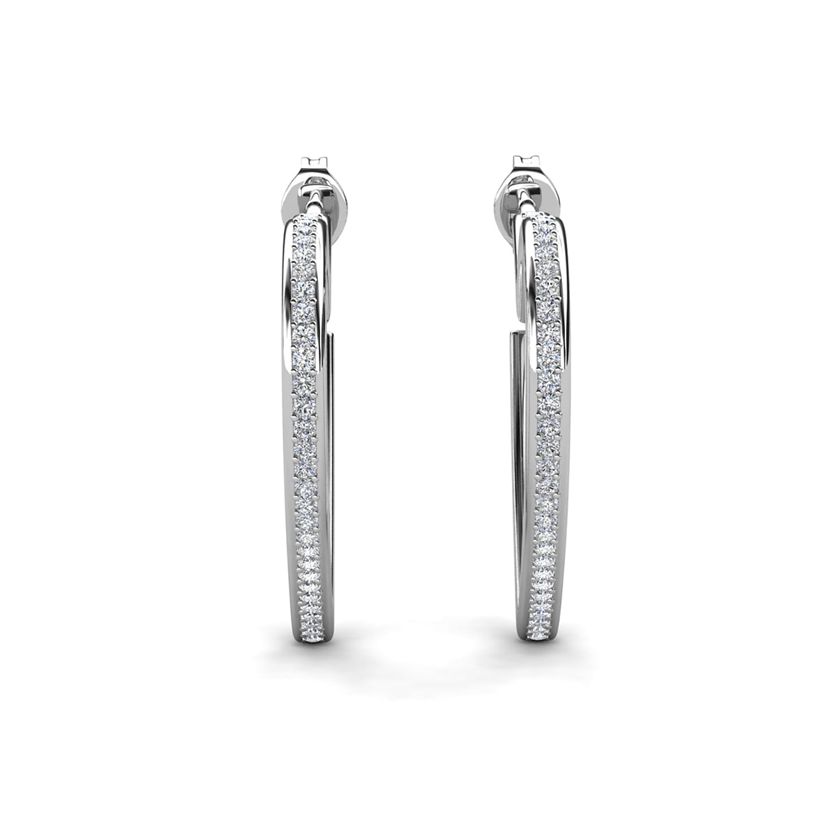 Sylvia 18k White Gold Plated 25mm Heart Hoop Earrings with Swarovski Crystals