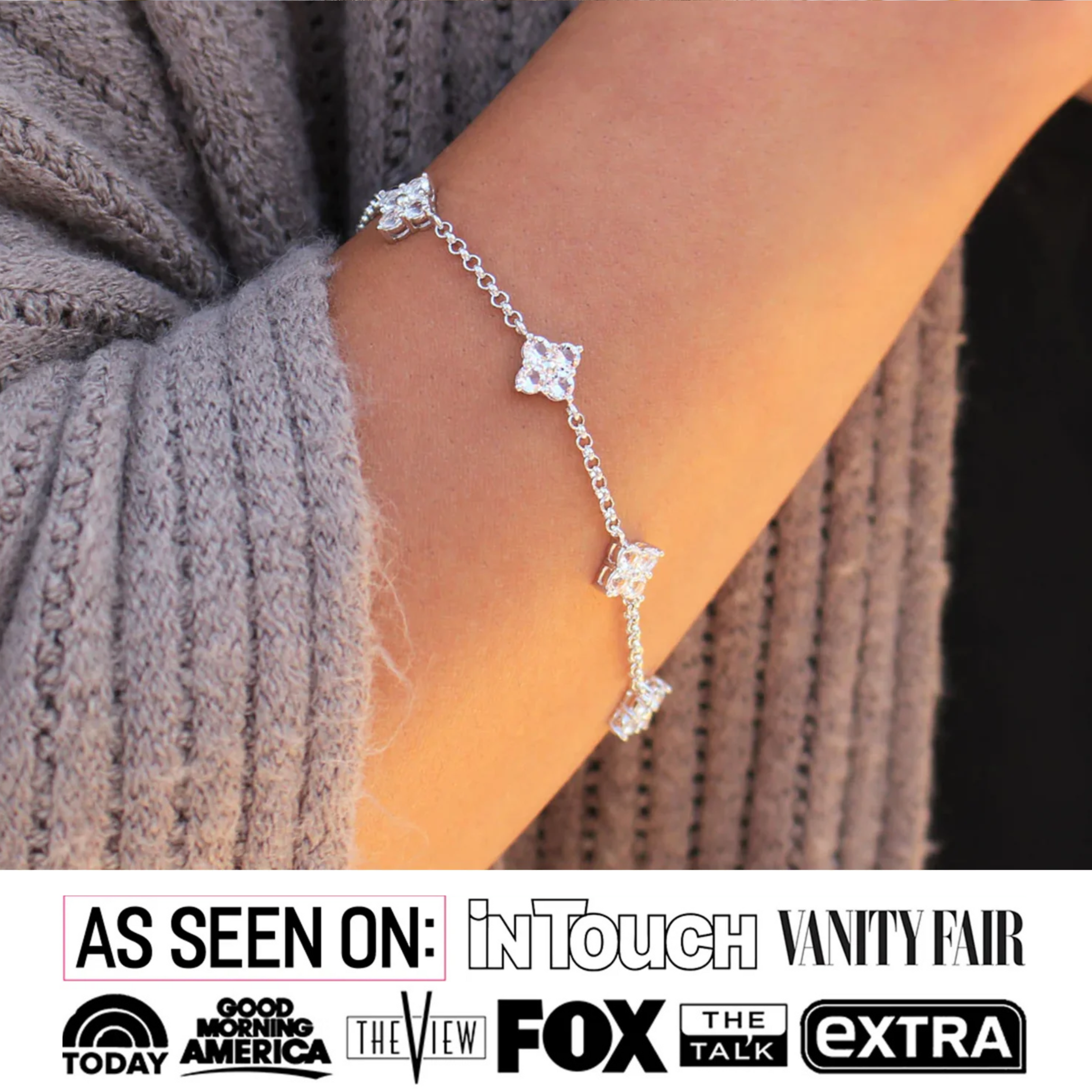 Adeline 18k White Gold Plated Station Bracelet with Swarovski Crystals