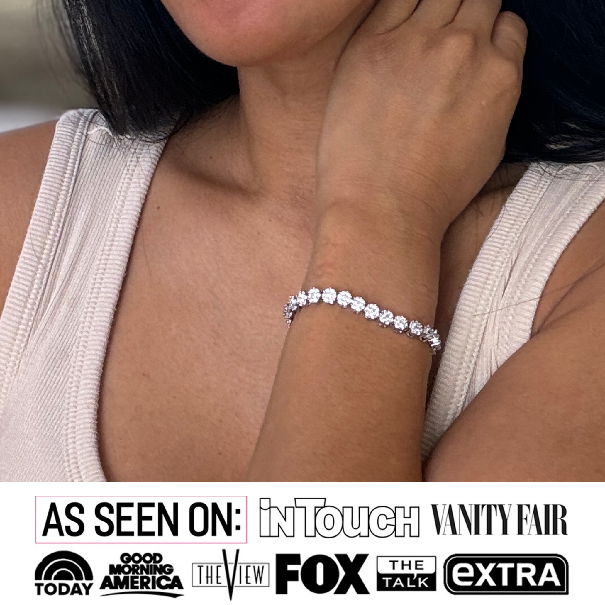 Ally 18k White Gold Plated Tennis Bracelet with Simulated Diamond Crystals