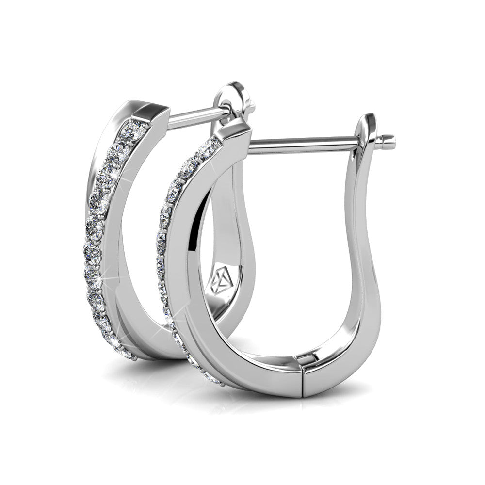Amaya 18k White Gold Plated 16mm Twisted Hoop Earrings with Swarovski Crystals