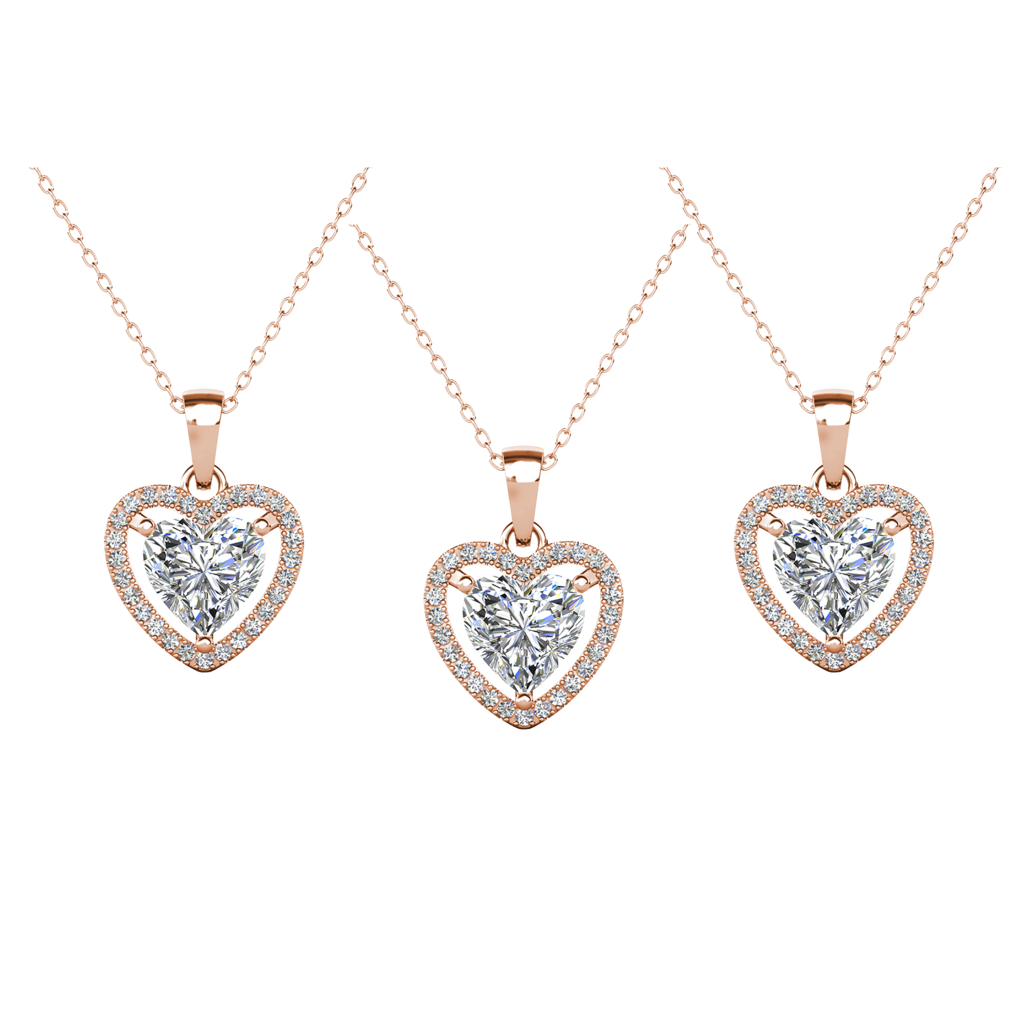 Amora 18k White Gold Plated Halo Heart Pendant Necklace with Simulated Diamond Crystals