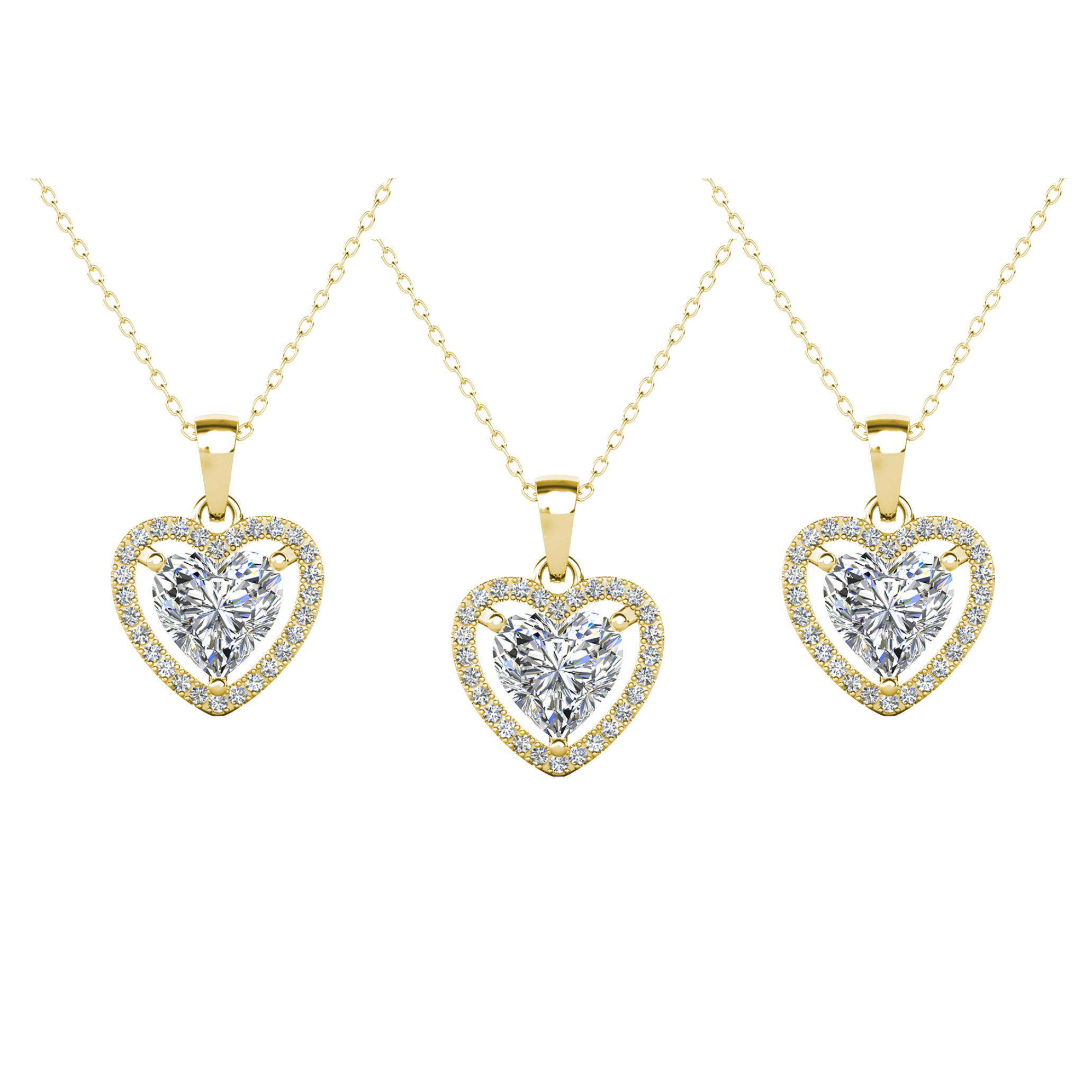 Amora 18k White Gold Plated Halo Heart Pendant Necklace with Simulated Diamond Crystals