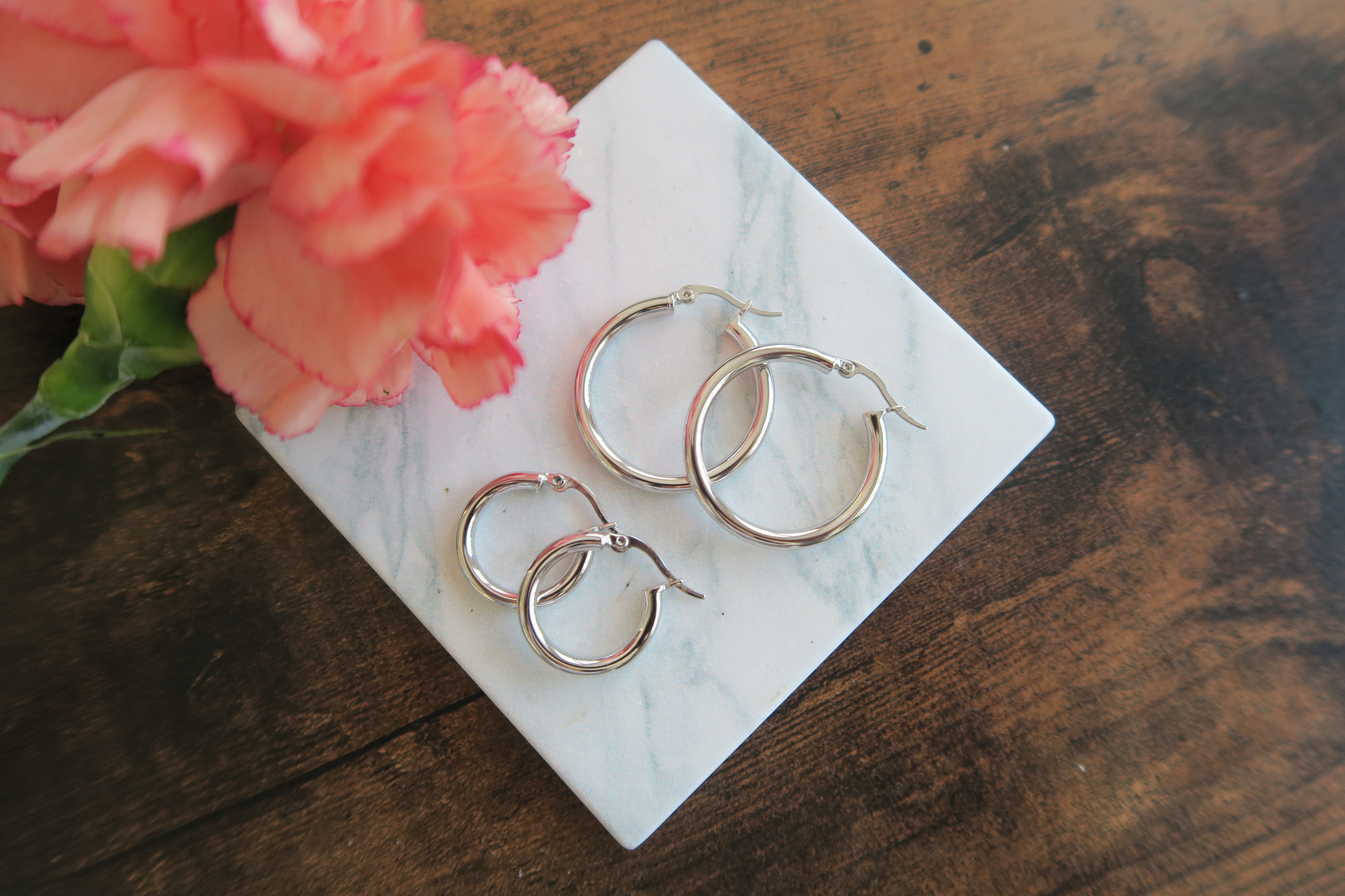 Amy 18k White Gold Plated 20mm/30mm Hoop Earrings