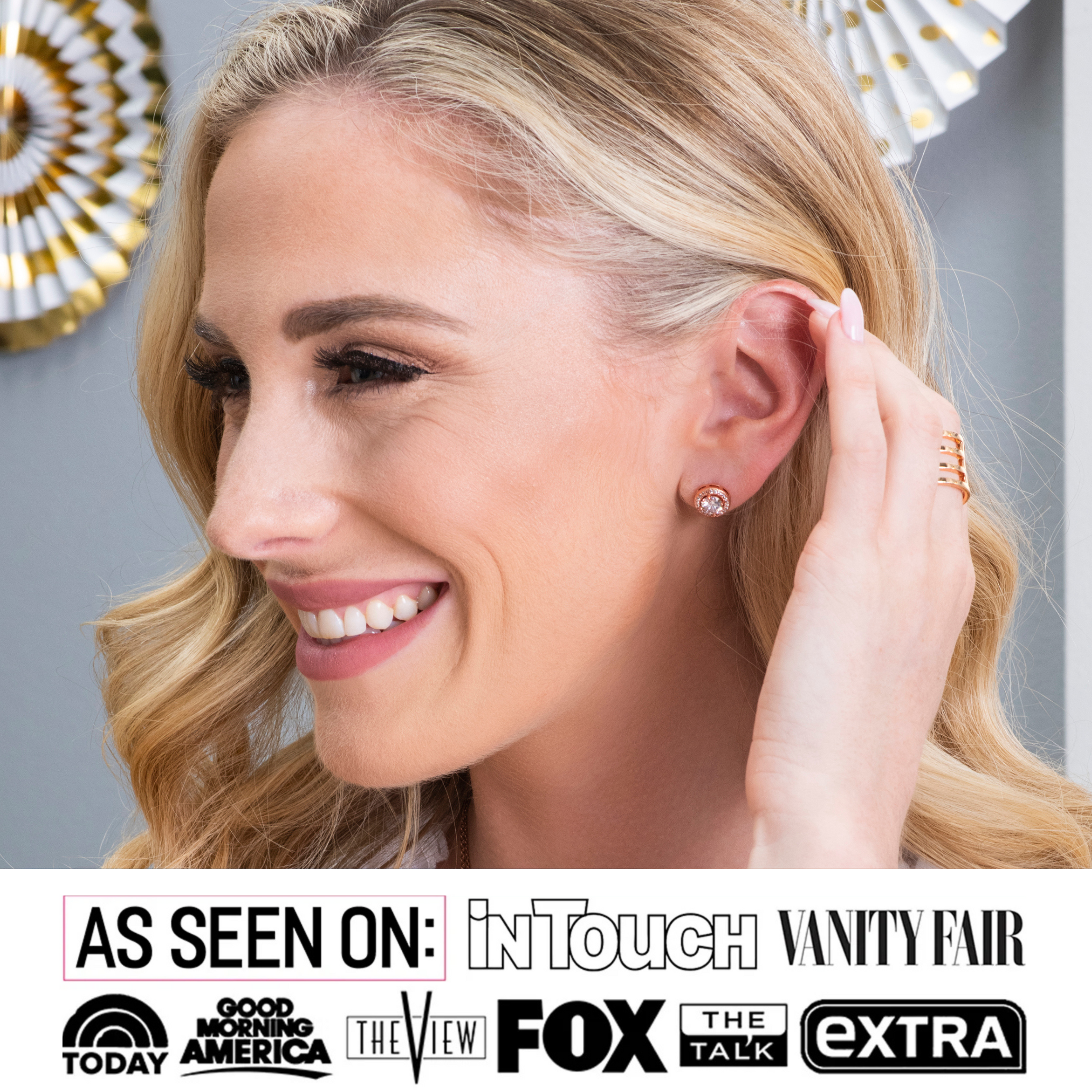 Ariel 18k White Gold Plated Halo Stud Earrings with Simulated Diamond Crystals