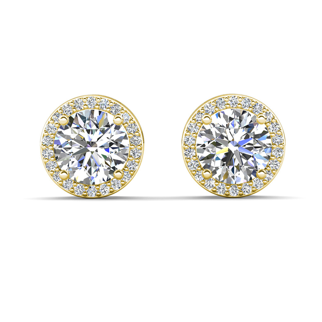 Mariah 18k White Gold Plated Halo Stud Earrings with Round Cut Simulated Diamond Crystals