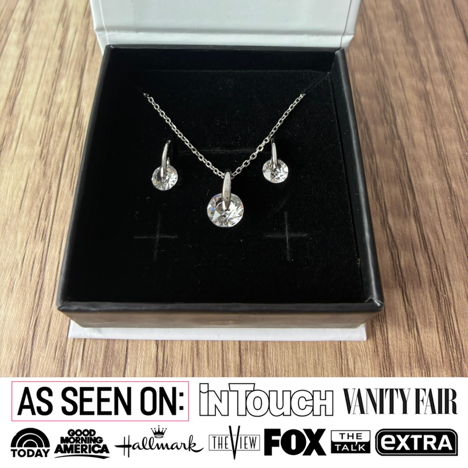 McKayla 18k White Gold Plated Necklace and Earrings Jewelry Set with Swarovski Crystals