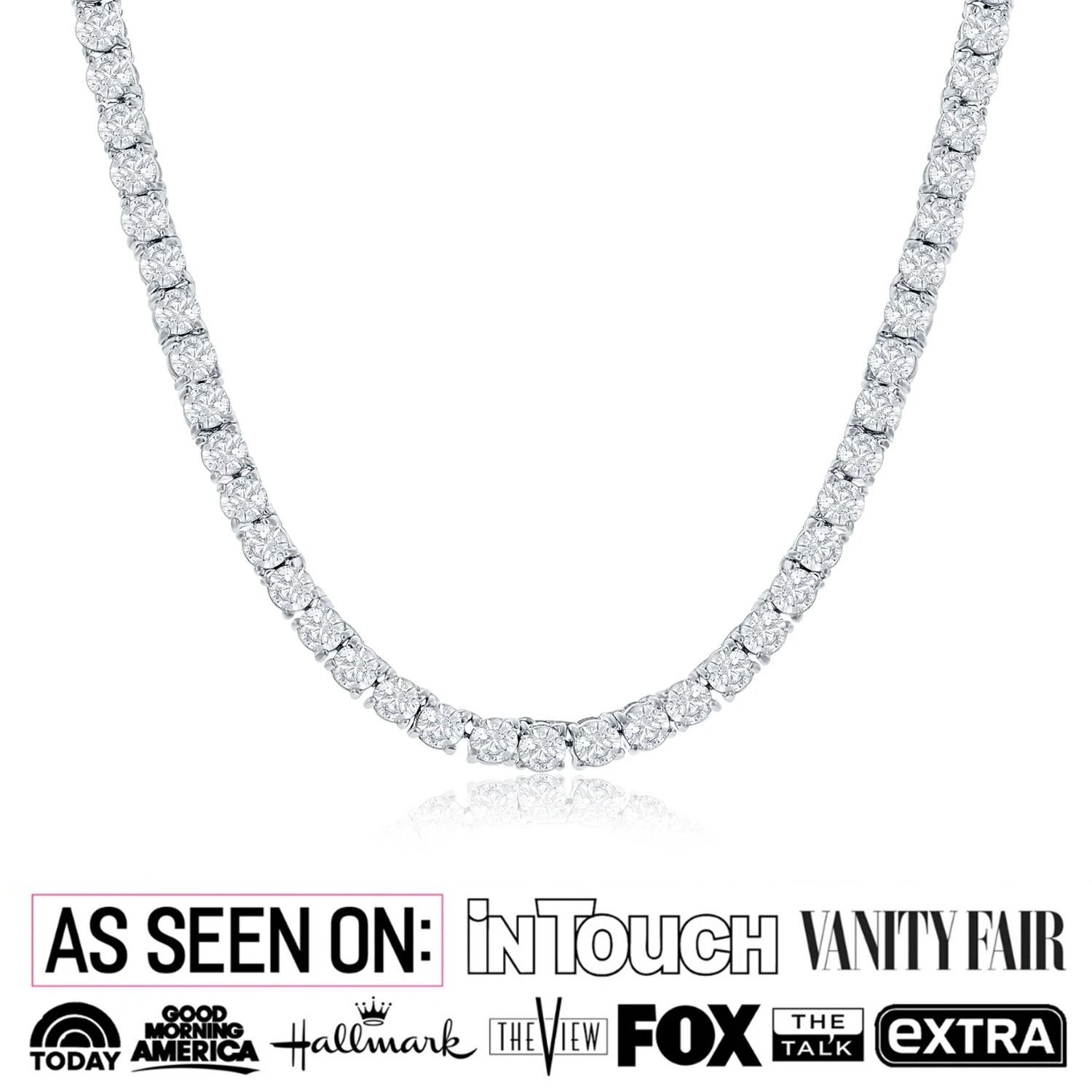 Olivia 18k White Gold Plated Tennis Necklace with Simulated Diamond Crystals