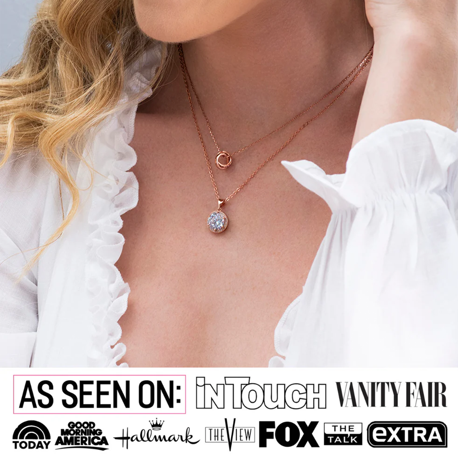 Rosie 18k Rose Gold Plated Pendant Necklace with Pink Swarovski Crystals