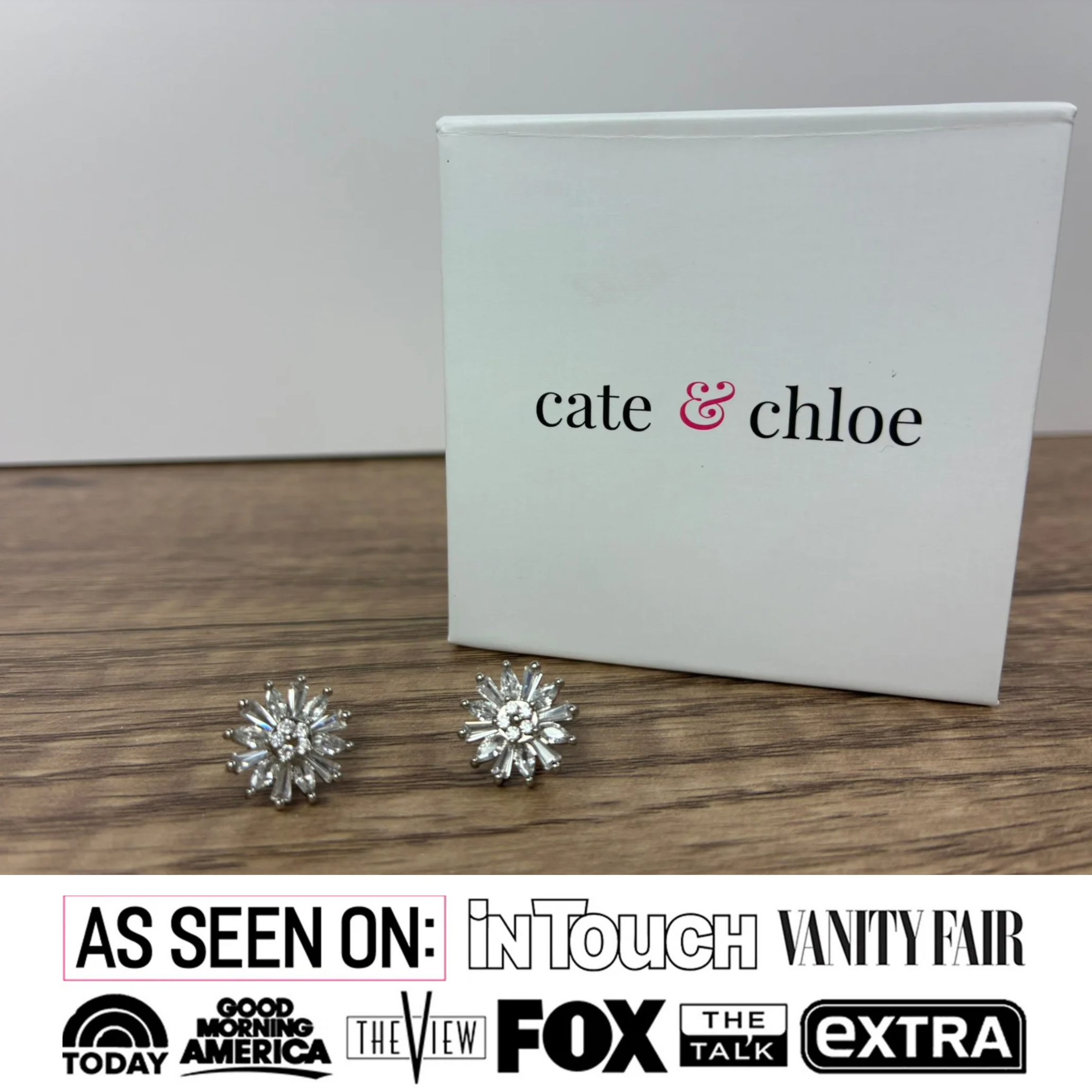 Astara 18k White Gold Plated Stud Earrings with Simulated Diamond Crystals