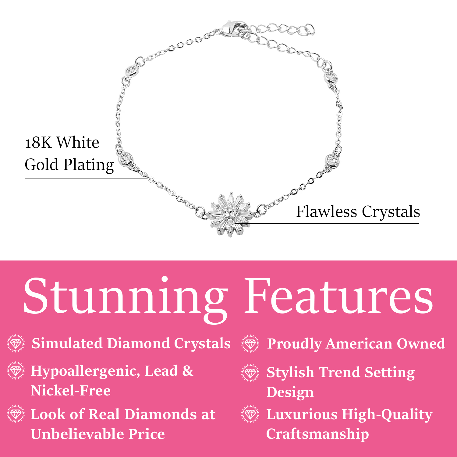 Astara 18k White Gold Plated Bracelet with Simulated Diamond Crystals
