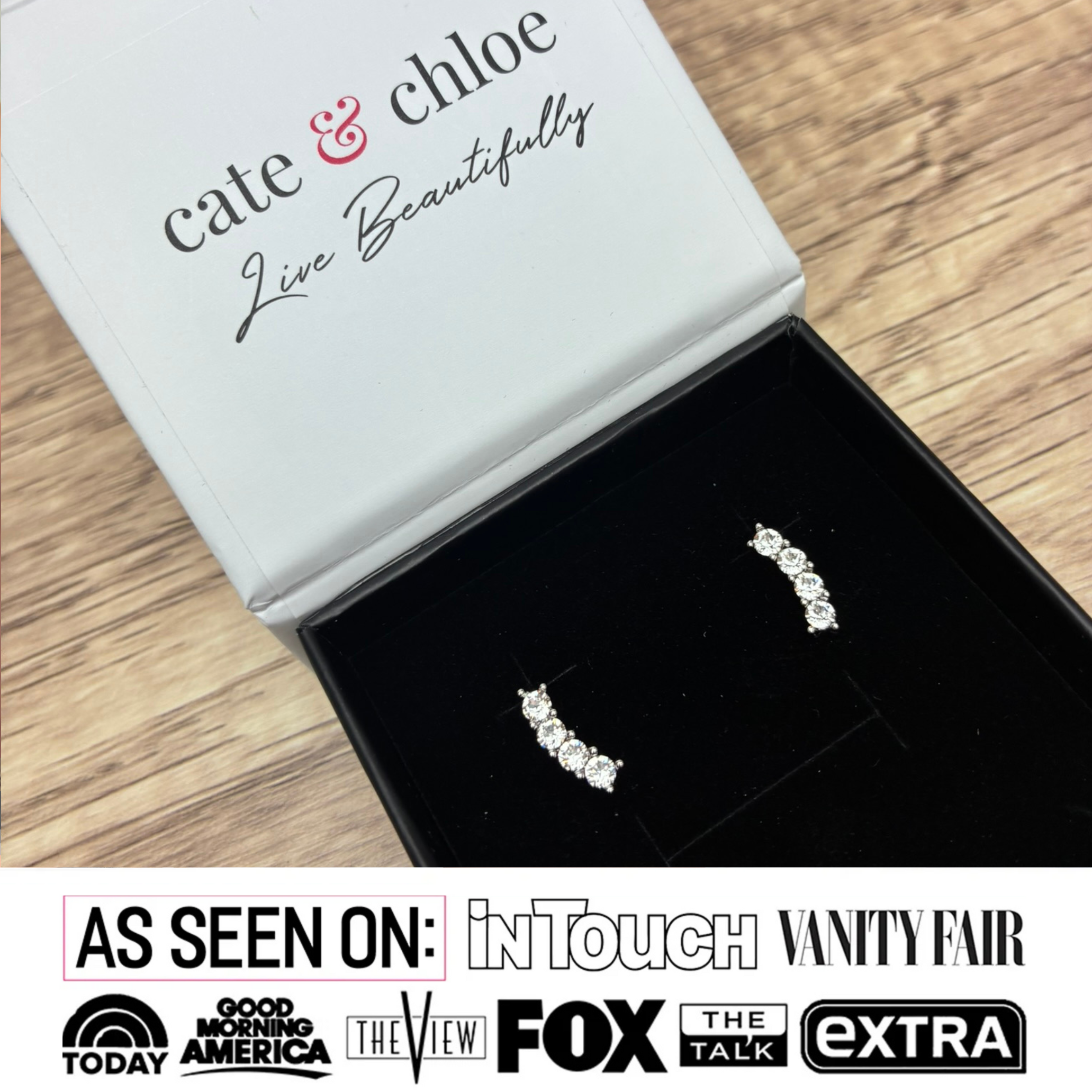 Aubree 18k White Gold Plated Drop Stud Earrings with Swarovski Crystals