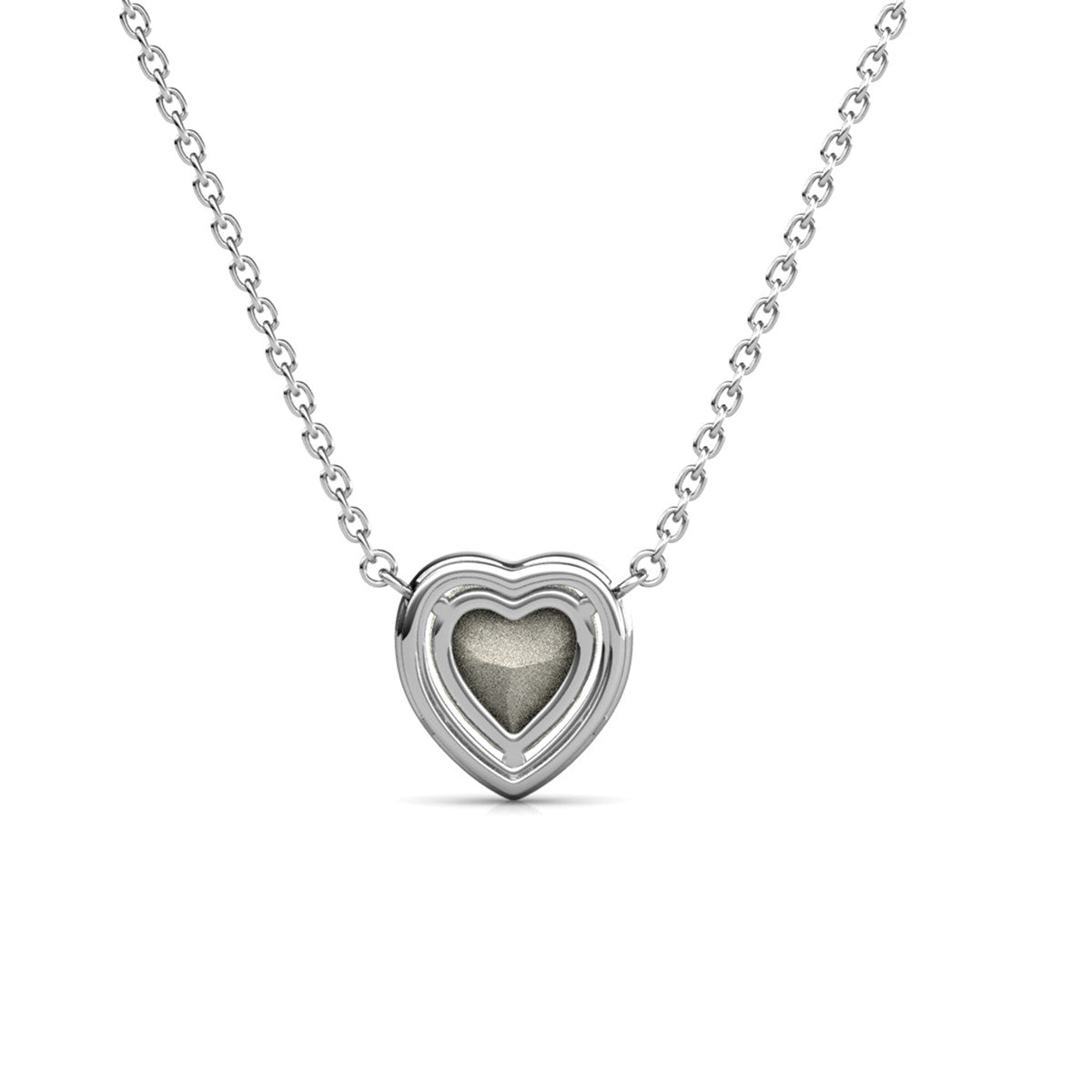 Tara 18k White Gold Plated Halo Heart Pendant Necklace with Swarovski Crystals
