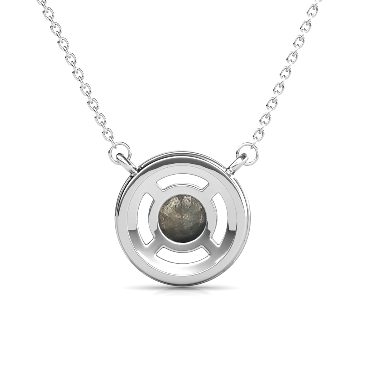 Royal 18k White Gold Plated November Birthstone Halo Necklace with Round Cut Citrine Swarovski Crystals