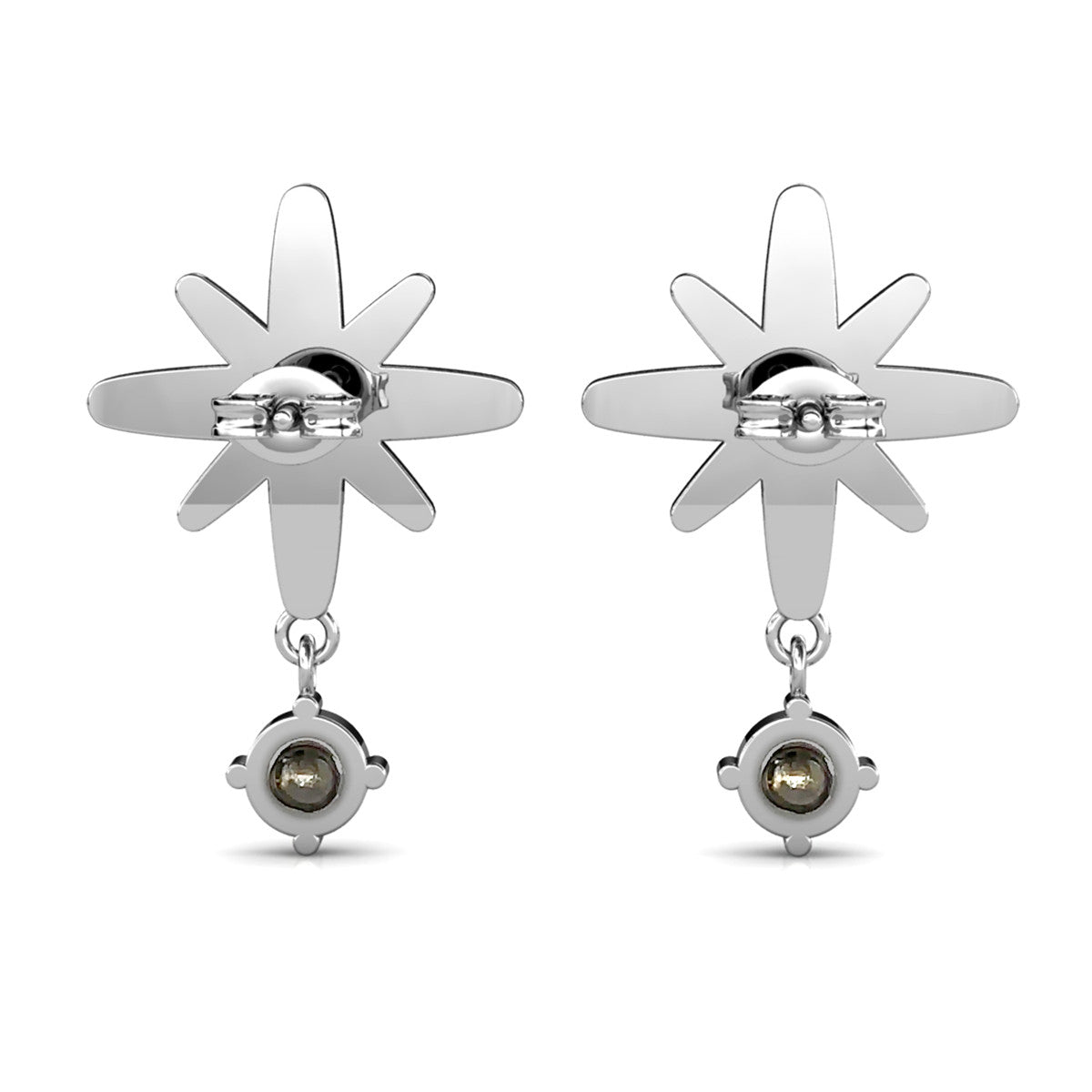 Harlow 18k White Gold Plated Silver Stud Drop Earrings with Swarovski Crystals