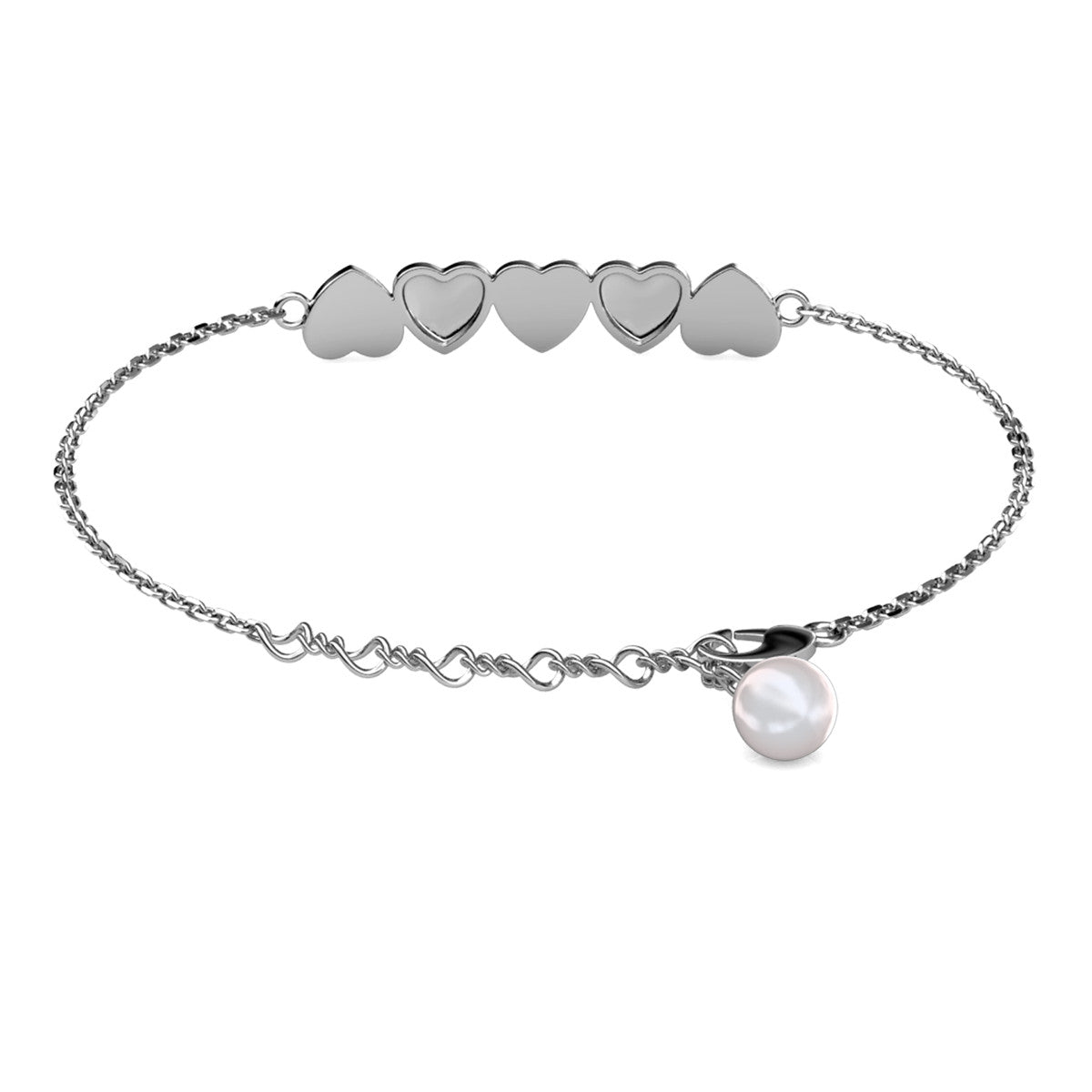 Juliette 18k White Gold Plated Heart Bracelet with Swarovski Crystals
