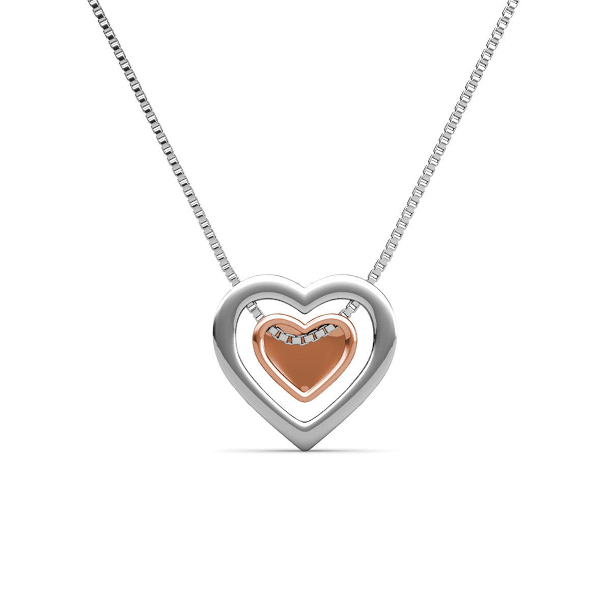 Susan 18k White Gold Plated Halo Heart Necklace with Swarovski Crystals