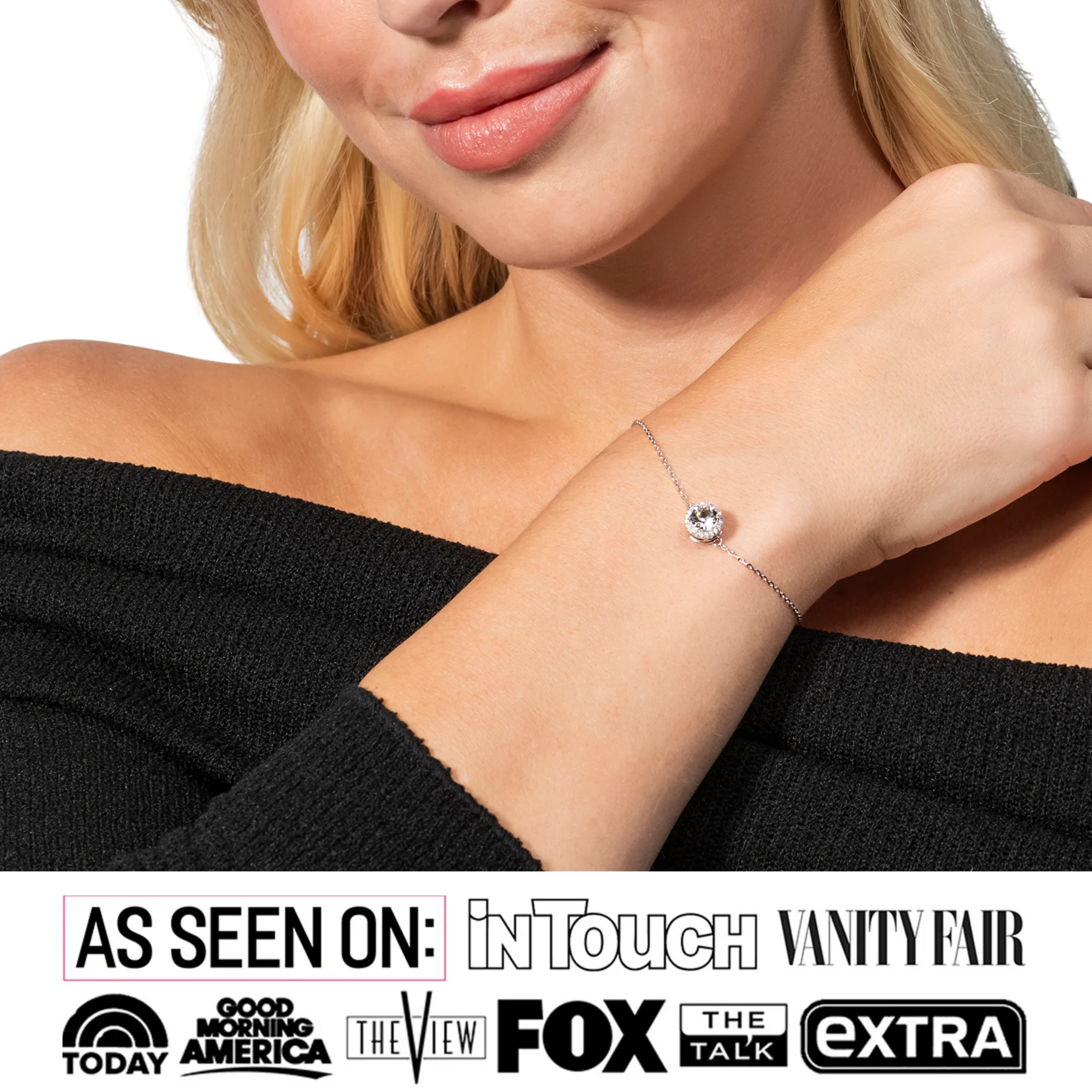Blake 18k White Gold Plated Halo Bracelet with Swarovski Crystals