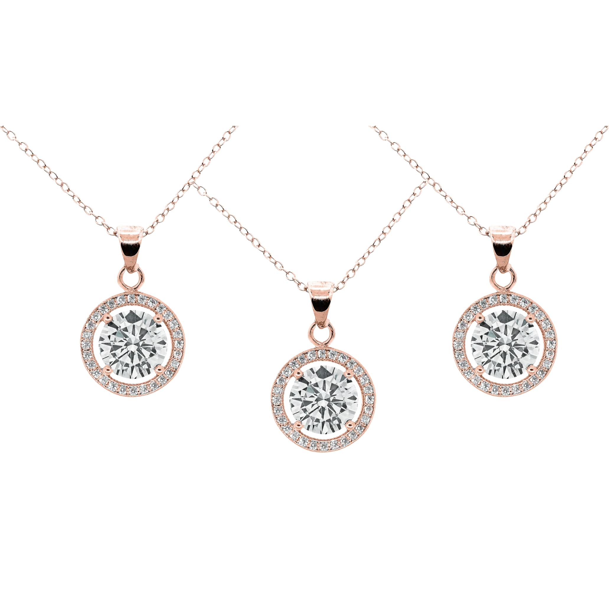 Blake 18k White Gold Plated Halo Pendant Necklace with Simulated Diamond Crystals