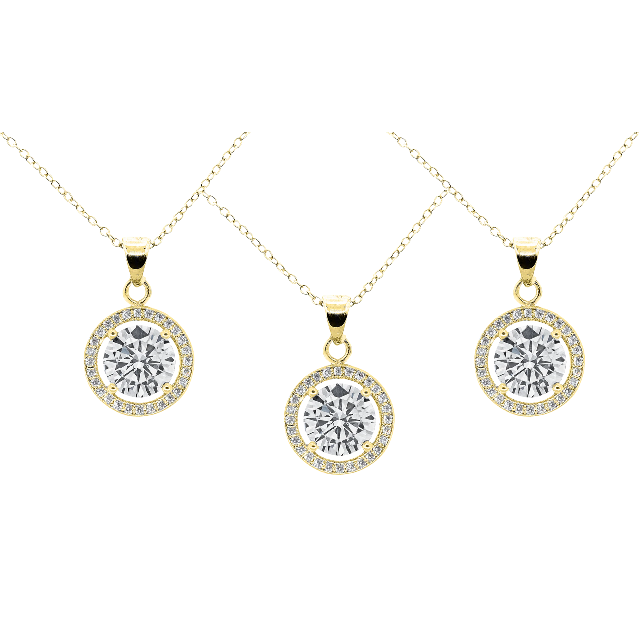 Blake 18k White Gold Plated Halo Pendant Necklace with Simulated Diamond Crystals
