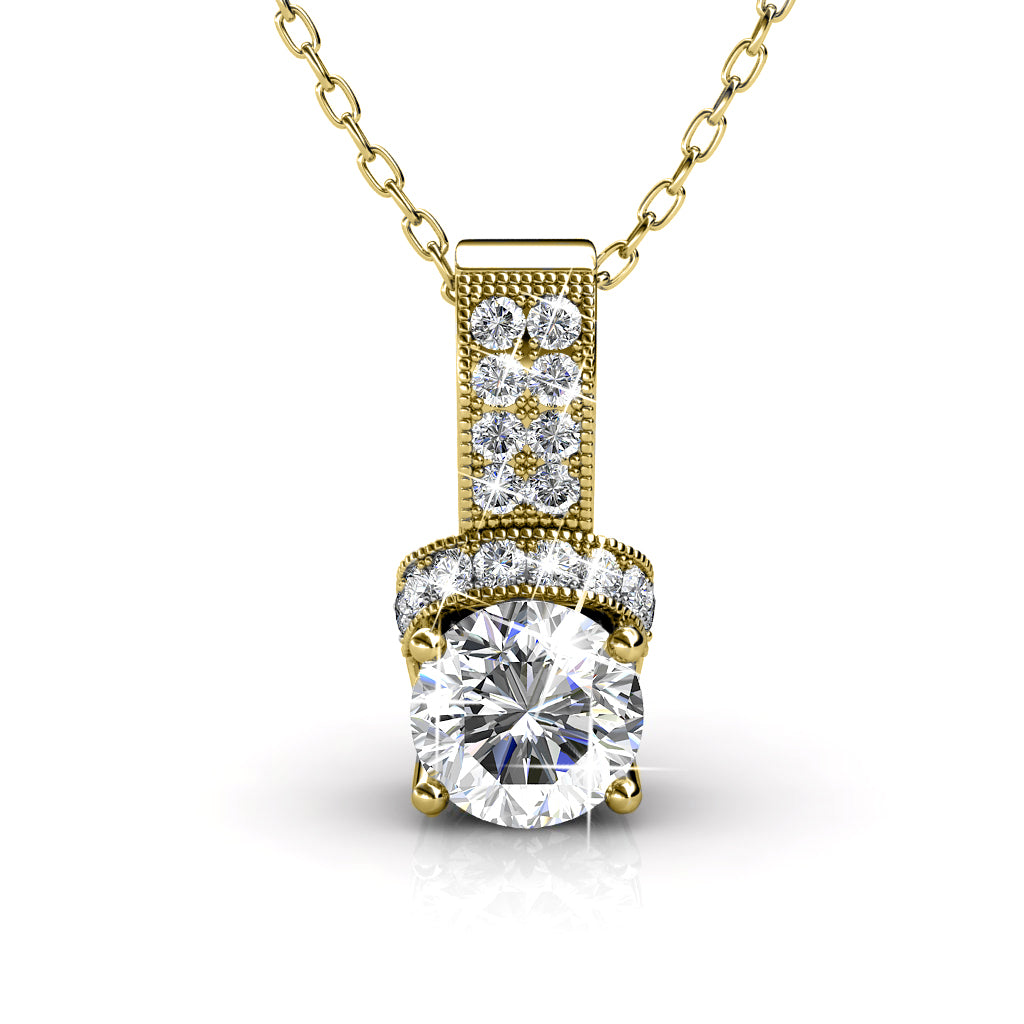 Laya 18k White Gold Plated Pendant Necklace with Swarovski Crystals