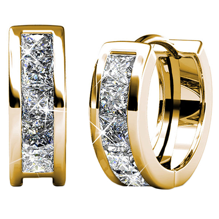 Giselle 18k White Gold Plated 15mm Hoop Crystal Earrings with Swarovski Crystals