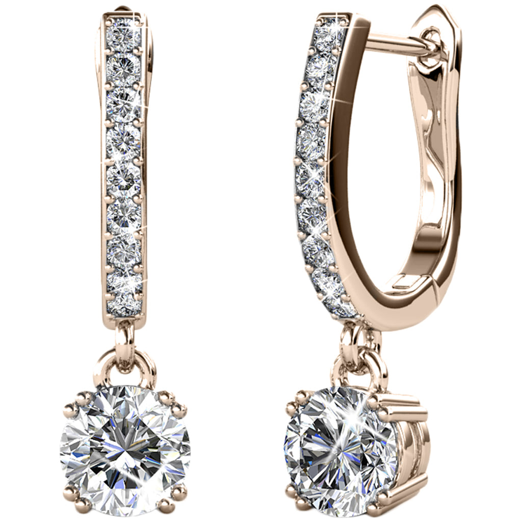 McKenzie 18k White Gold Plated Drop Dangle Earrings with Swarovski Crystals