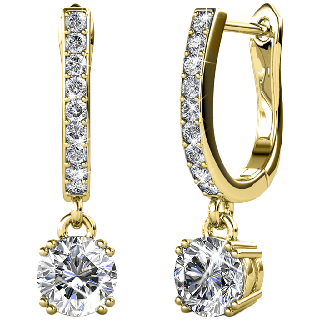 McKenzie 18k White Gold Plated Drop Dangle Earrings with Swarovski Crystals