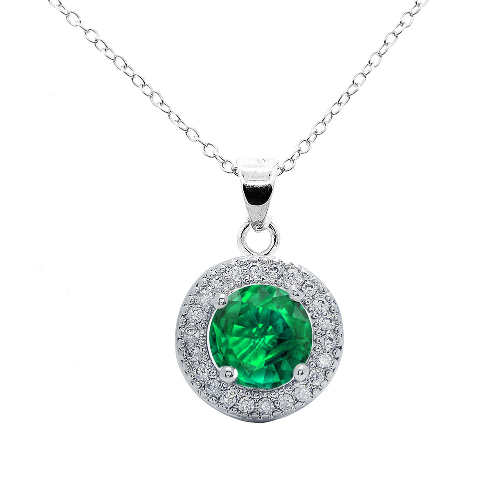 Gwendolyn 18k White Gold Plated Halo Necklace with Round Cut Simulated Diamond Crystals — Final Sale