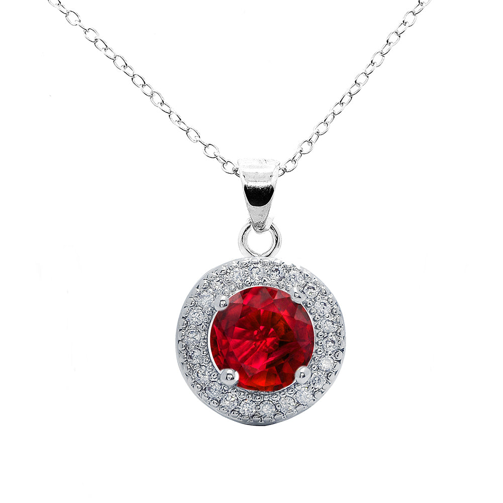 Gwendolyn 18k White Gold Plated Halo Necklace with Round Cut Simulated Diamond Crystals — Final Sale