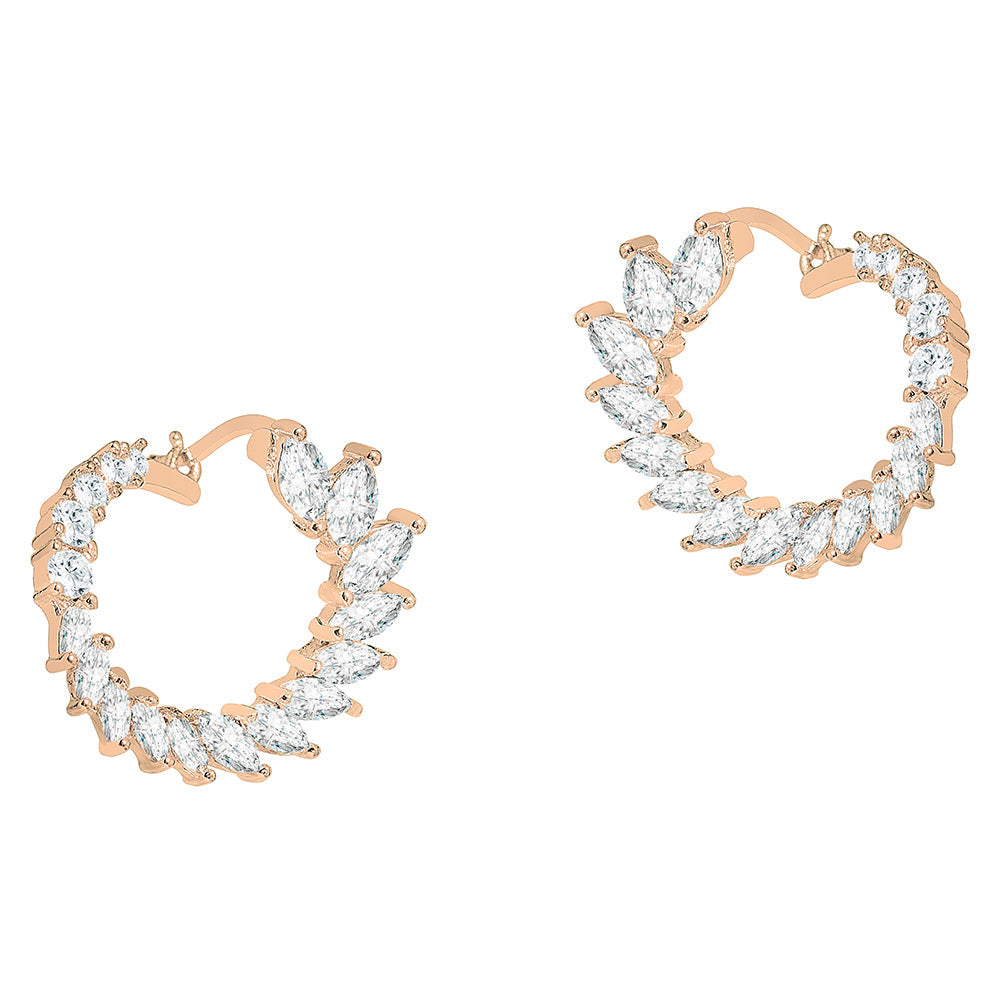 Adelyn 18k Gold Plated Sideways Hoop Earrings with Simulated Diamond Crystals — Final Sale